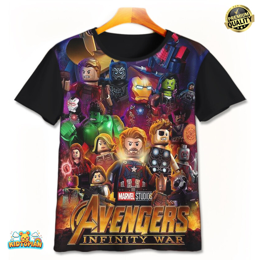 3D การ์ตูน Lego Marvel Superheroes เสื้อยืดเด็ก v9 ชายหญิงเสื้อผ้าอายุ 1-12 ปี