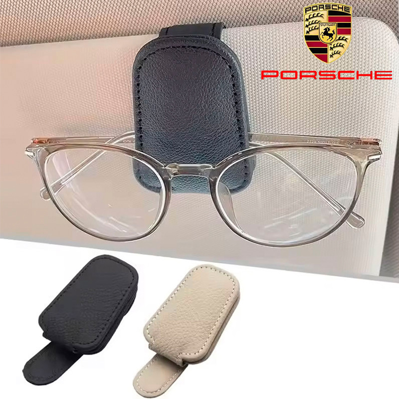 PORSCHE 911 718 PANAMERA CAYENNE MACAN TAYCAN 911 Carrera GTS คลิปเก็บแว่นตารถยนต์ หนัง PU แบบแม่เหล