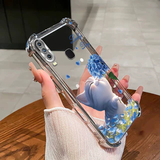 สําหรับ VIVO Y11 Y12 Y15 Y17 Y19 เคสโทรศัพท์ดอกไม้แมวสี่มุมซิลิโคน TPU โปร่งใสนุ่ม XH007