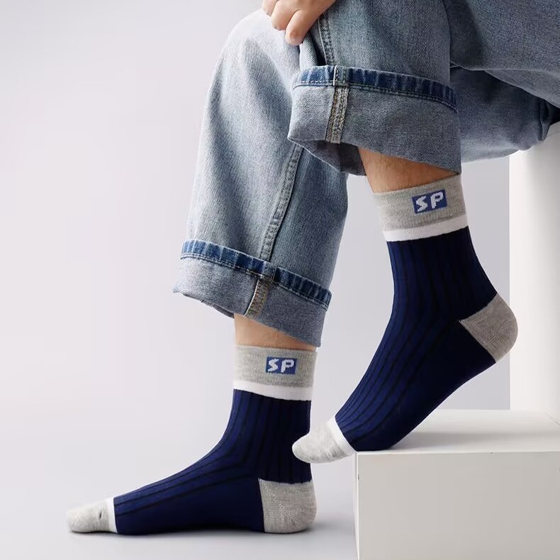 JH SHOP ถุงเท้าผู้ชาย ข้อยาว (5ลาย/10คู่) ถุงเท้าแฟชั่นเกาหลี ใส่สบาย ลาย SP  NO.C149 - รูปที่ 6