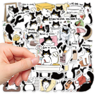 ❉ สติ๊กเกอร์ Black & White Cat Series 01 ❉ 50 ชิ้น/เซ็ต DIY แฟชั่นสติ๊กเกอร์ Doodle กันน้ํา