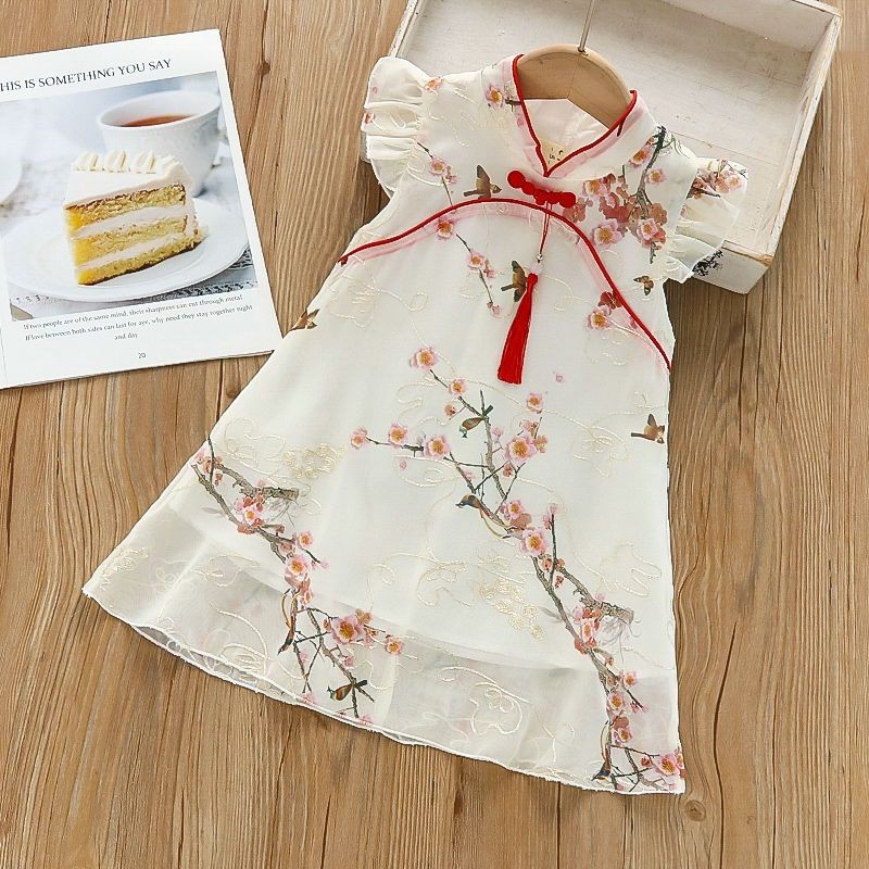 ชุดเดรสกี่เพ้า กระโปรงฮันฟู สไตล์เจ้าหญิง กับเสื้อคลุมสำหรับเด็ก - รูปที่ 3