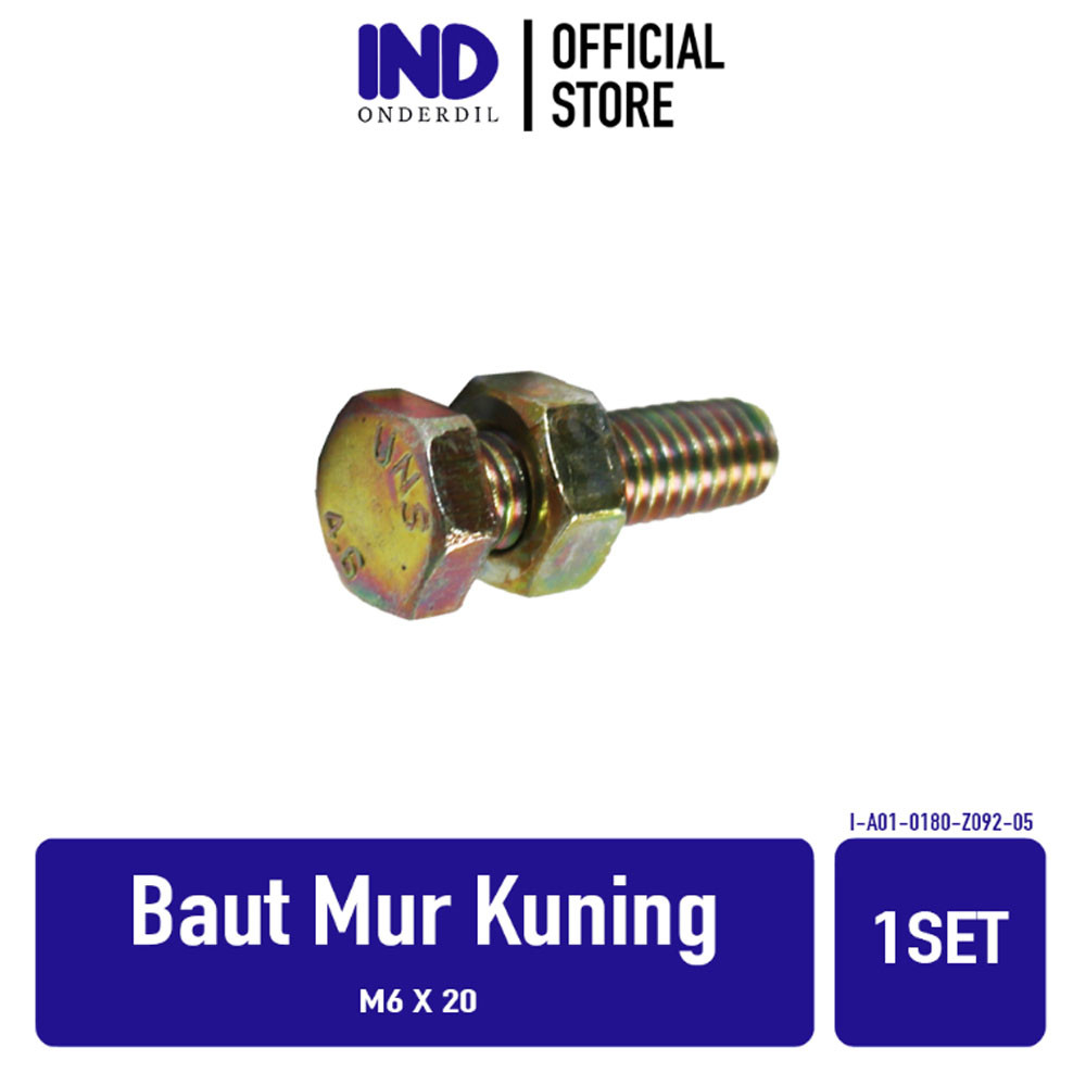 1 PC Bolt Nut M6 X 20 M 6 x 20 6 20 6x20 Bolt Nut สีเหลือง Hex หกเหลี่ยม