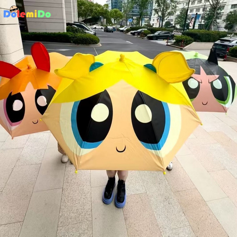 ร่มแบรนด์ร่วม Powerpuff Girls การ์ตูนสุดน่ารัก Rain หรือ Rain ร่มแบบใช้คู่ High-Appearance Three @-