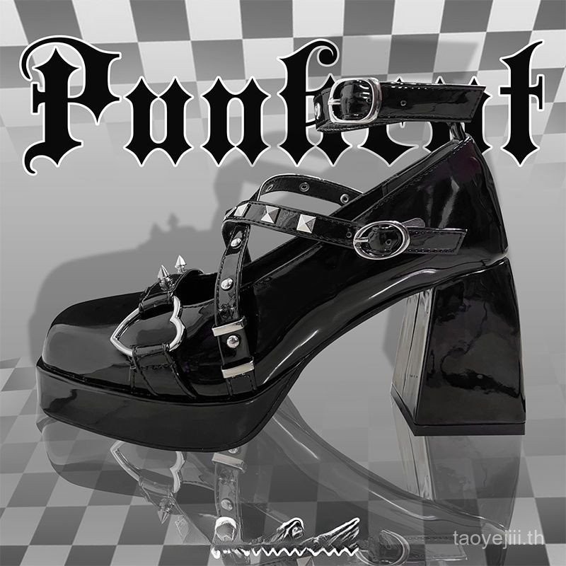 Fallen Angel รองเท้าหญิง Punk สไตล์สาวร้อนรองเท้าส้นสูง Brother ส้นหนาพิเศษรองเท้า Regent