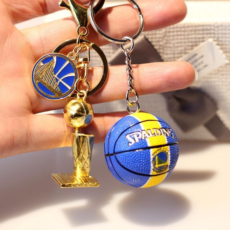 NBA Basketball Trophy Alloy พวงกุญแจจี้ Warrior Nets Rocket Lakers Spurs Sun Thunder Bull-02