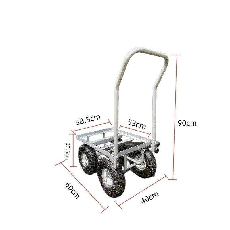 รถนิ้วเครื่องมือฮาร์ดแวร์พองดึงล้อสินค้า10รถเข็นล้อใหญ่4 พื้นเรียบตะกร้าพลาสติกประหยัดแรงงาน 7QN1