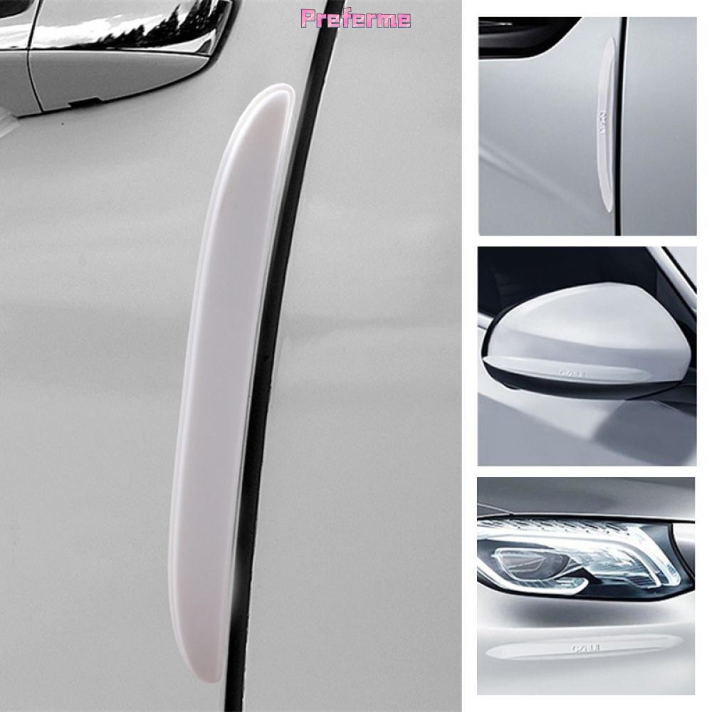 Preferme 4PCS Luminous รถประตูกระจกมองหลังขอบ Scrape แถบป้องกันกันชน Guard Protector Universal สติกเ