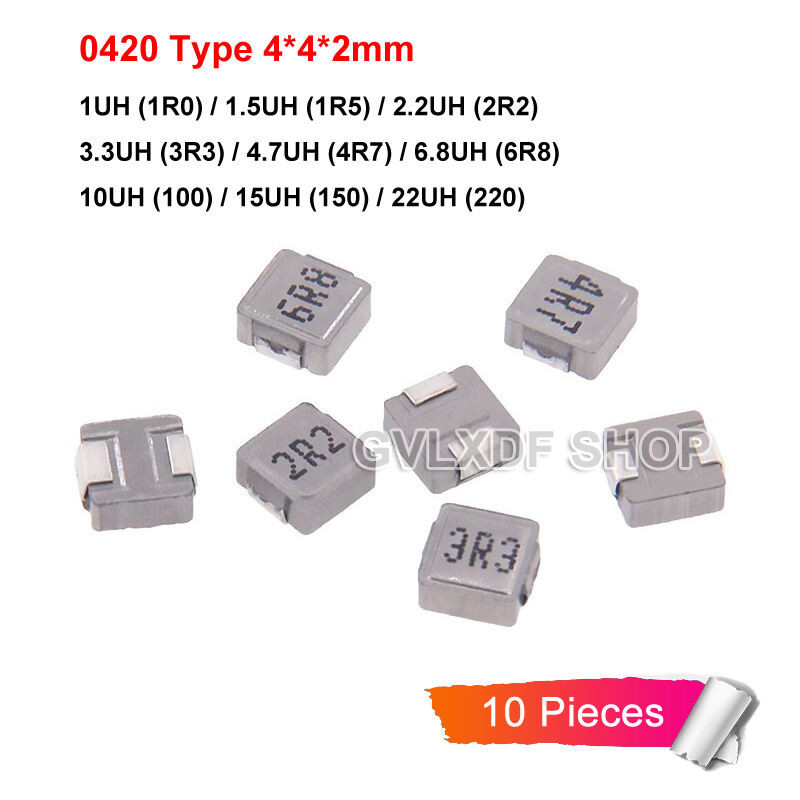 10 ชิ้น/ล็อต 0420 SMD Moulding Power Inductor 1UH 1R0 1.5UH 1R5 2.2UH 2R2 3.3UH 3R3 4.7UH 4R7 6.8UH 