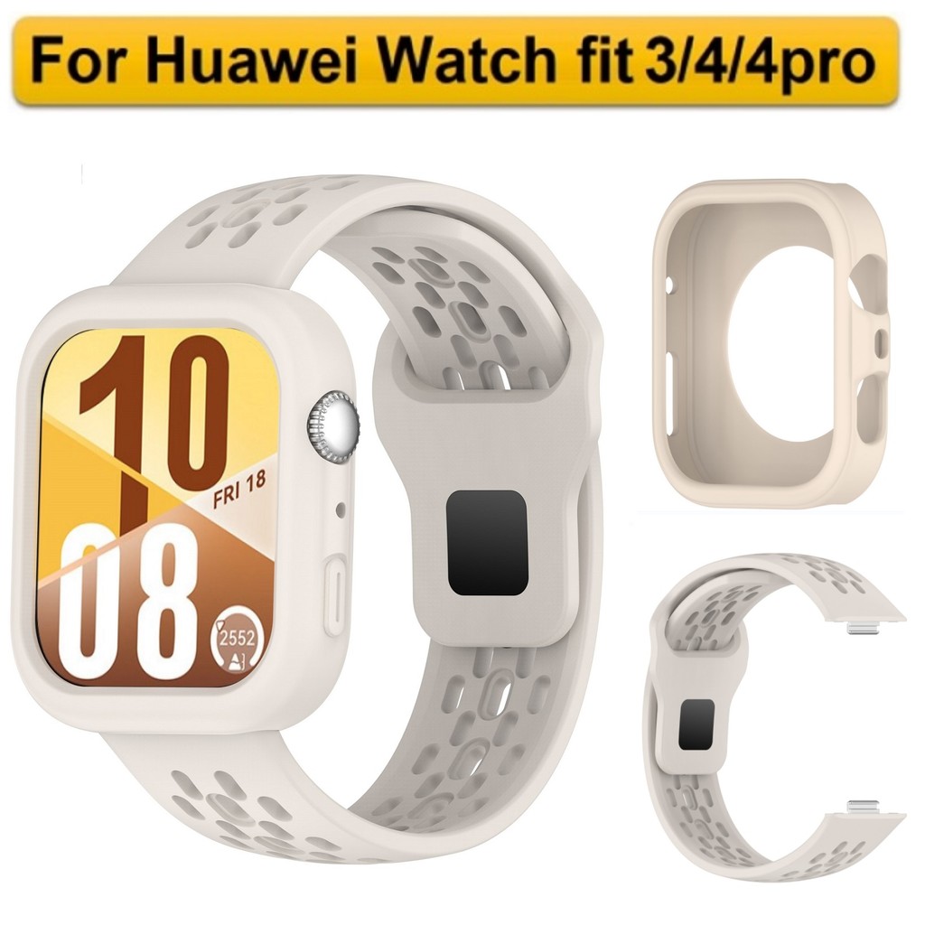 New Breathable Strap Case For Huawei Watch Fit 4 สาย Rubber สาย Huawei Watch Fit 4 Pro Strap Case So