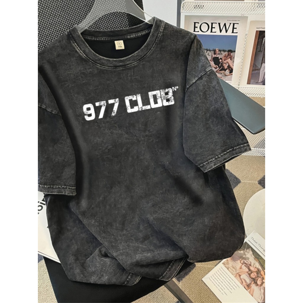 (24ชั่วโมงการจัดส่ง)Mise STUDIOWater wash ทําเสื้อยืดแขนยาวลําลองครึ่งแขนด้านบน