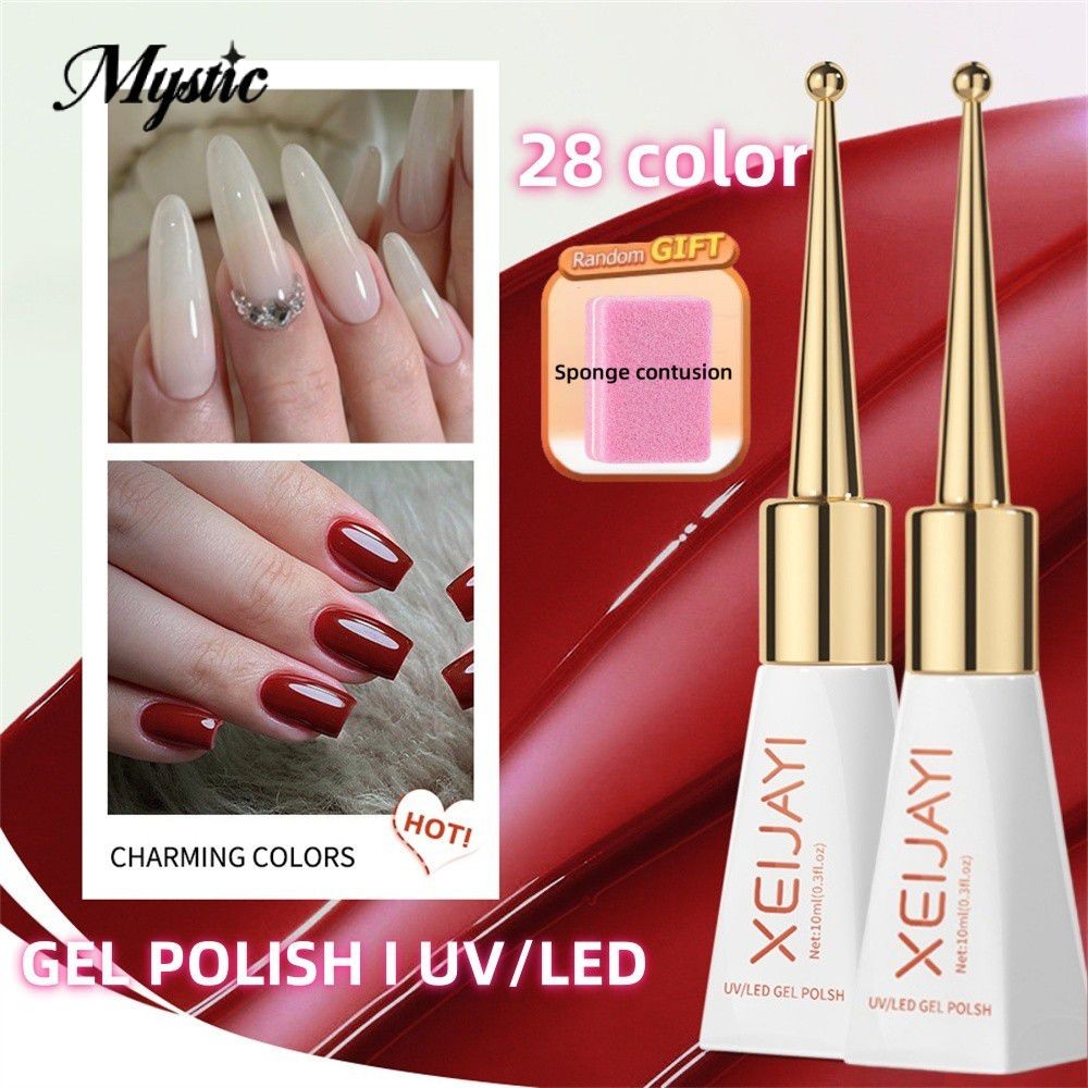 【COD】 【ของขวัญ】xeijayi ยาทาเล็บสีเดียว 28 สี เจลทาเล็บ UV/LED เจลทาเล็บ กาวยอดนิยม กาวติดเล็บไม่ต้องล้างออก 10 มล. 【MysticHearth】