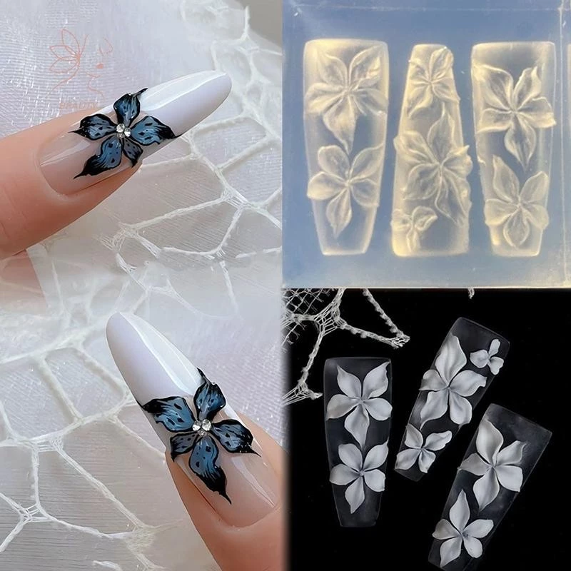 [maybeauty] แม่พิมพ์เล็บ 3D แกะสลักโค้ง Lily ดอกไม้โปร่งใสตกแต่งเล็บ DIY แม่แบบซิลิโคน {TH}