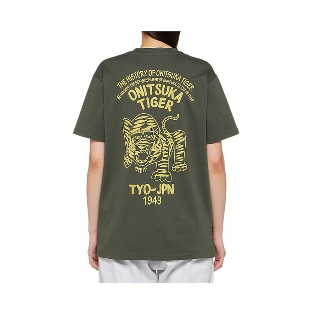 เสื้อยืดแขนสั้นคอกลมผ้าฝ้าย 100% สำหรับทั้งผู้ชายและผู้หญิง จาก Onitsuka Tiger