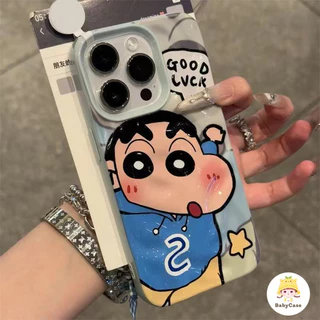 เคสไอโฟน 15 13 สำหรับ iPhone 11 17 16 13 15 14 12 Pro Max 15 14 16 Plus XR X XS ผ้าคลุมลายการ์ตูนเครยอนชินจังสุดน่ารัก