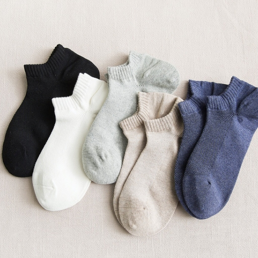 ถุงเท้าข้อสั้นพอดีตาตุ่มผู้ชาย #32 ตาข่ายระบายอากาศด้านบน ผ้าฝ้าย 80% สีพื้น เนื้อนุ่ม สไตล์มินิมอล คุณภาพดีมาก - รูปที่ 4