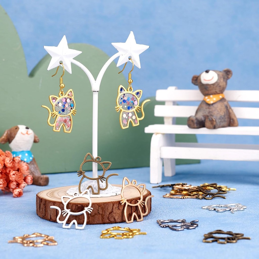 โลหะผสมเปิดกลับ BEZEL จี้เรขาคณิต BEZEL ถาดเปล่าจี้ Hollow กรอบจี้เรซิ่นหัตถกรรม Bezels สําหรับ DIY 