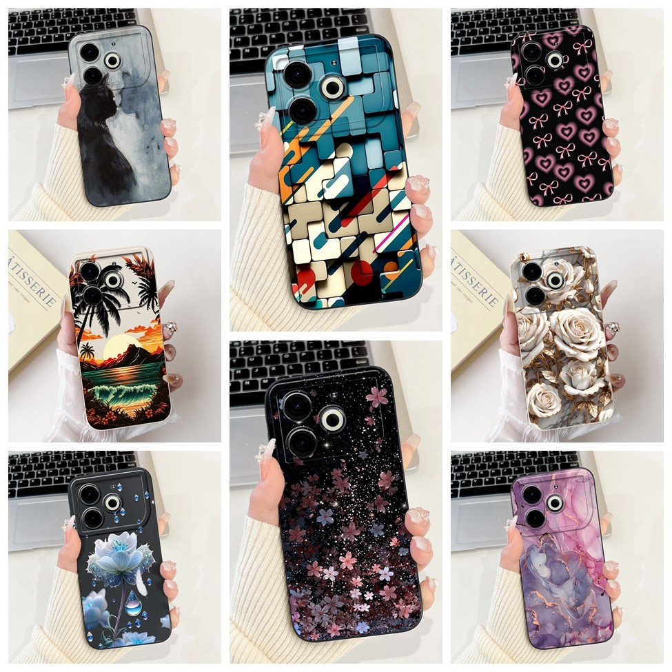 Tecno Pova 6 Neo Case 4G ซิลิโคนแมวน่ารักแฟชั่นผีเสื้อดอกไม้รักทาสีฝาครอบ Techno Pova 6 Neo เคสโทรศั