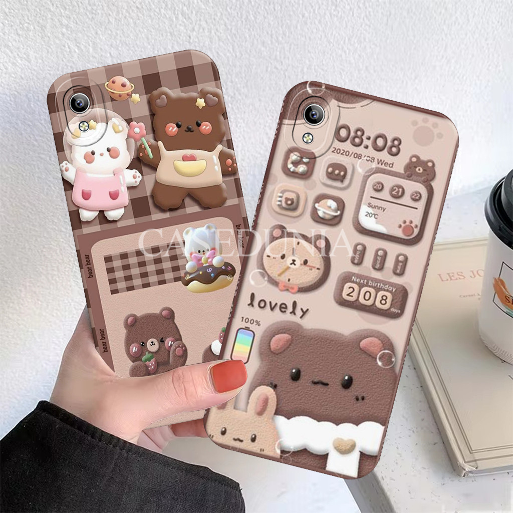Vivo Y91c Y1s Y71 Y71i Y53 Y16 Y19 Y81 Y83 Finger Cassing - Be4r Motif - Softcase - Tpu Protector