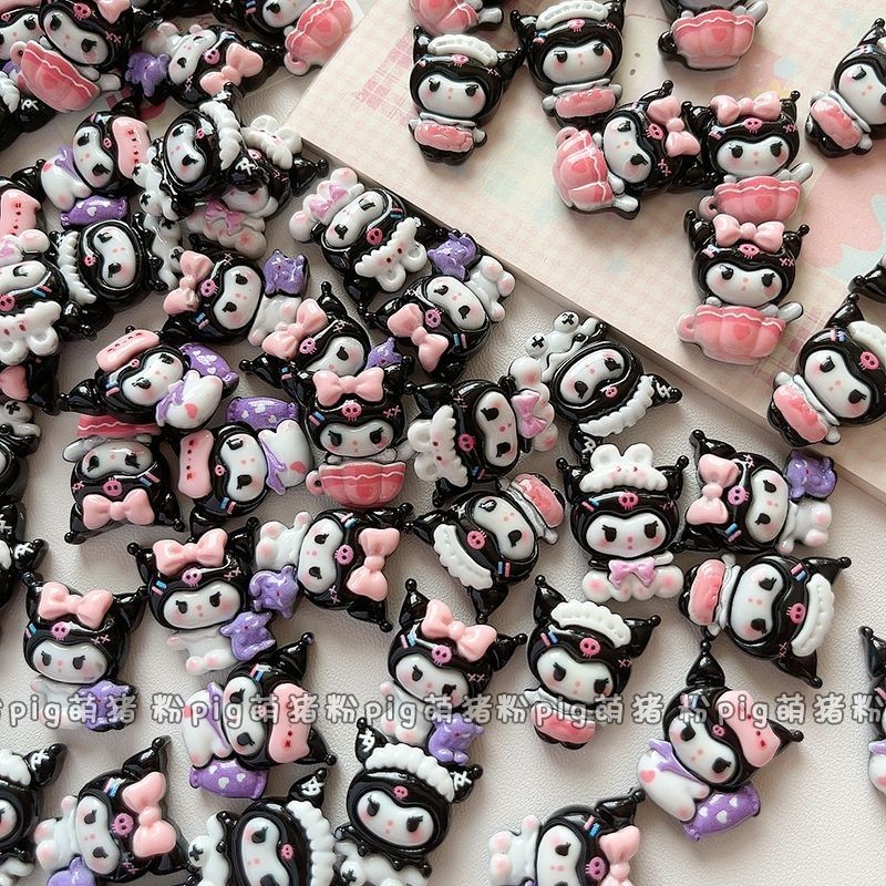 【100pcs】เรซิ่นอุปกรณ์เสริม สีดำและชมพู มันเงา สำหรับทำเครื่องประดับและของใช้เอง