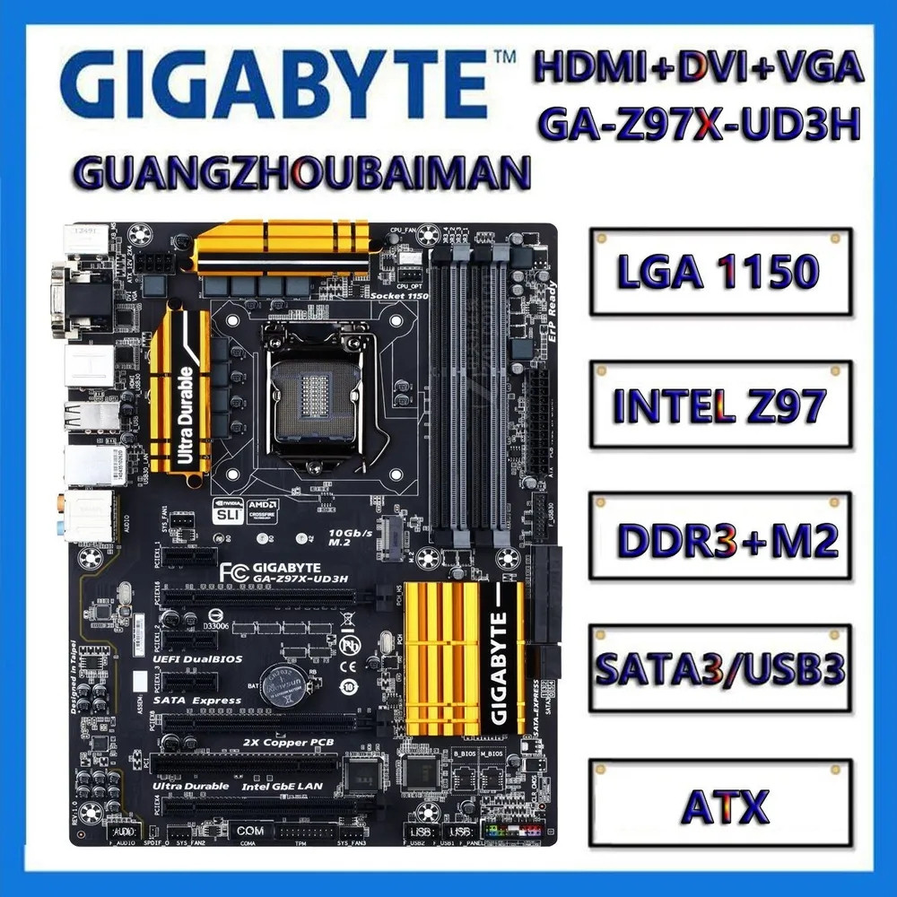 ใช้ GIGABYTE GA-Z97-HD3 GA-Z97-D3H GA-Z97X-UD3H GA-Z97-D3H GA-Z97M-D3H Z97 LGA 1150 Motherboard DDR3