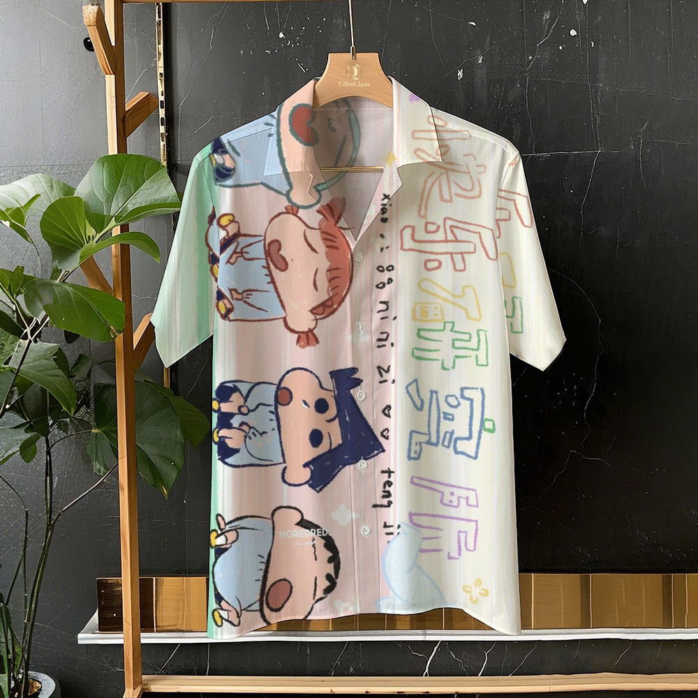 เสื้อฮาวายแขนสั้น Crayon Shin-chan พิมพ์อนิเมะน่ารัก เหมาะสำหรับใส่ทุกวัน ไซส์ใหญ่ อเน็กซ์ - รูปที่ 3