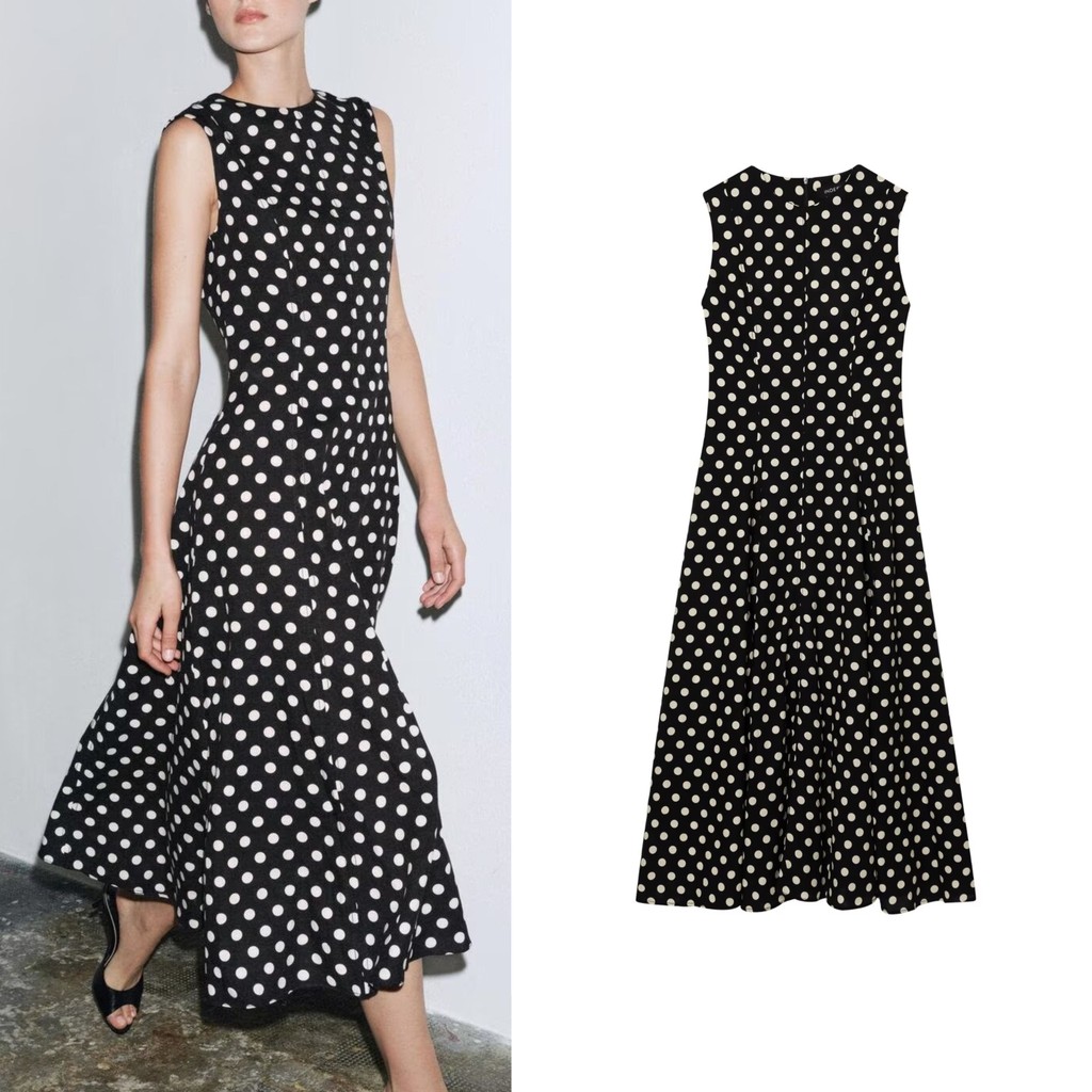 ชุดเดรสแขนกุดลายจุดอารมณ์ จาก ZARA