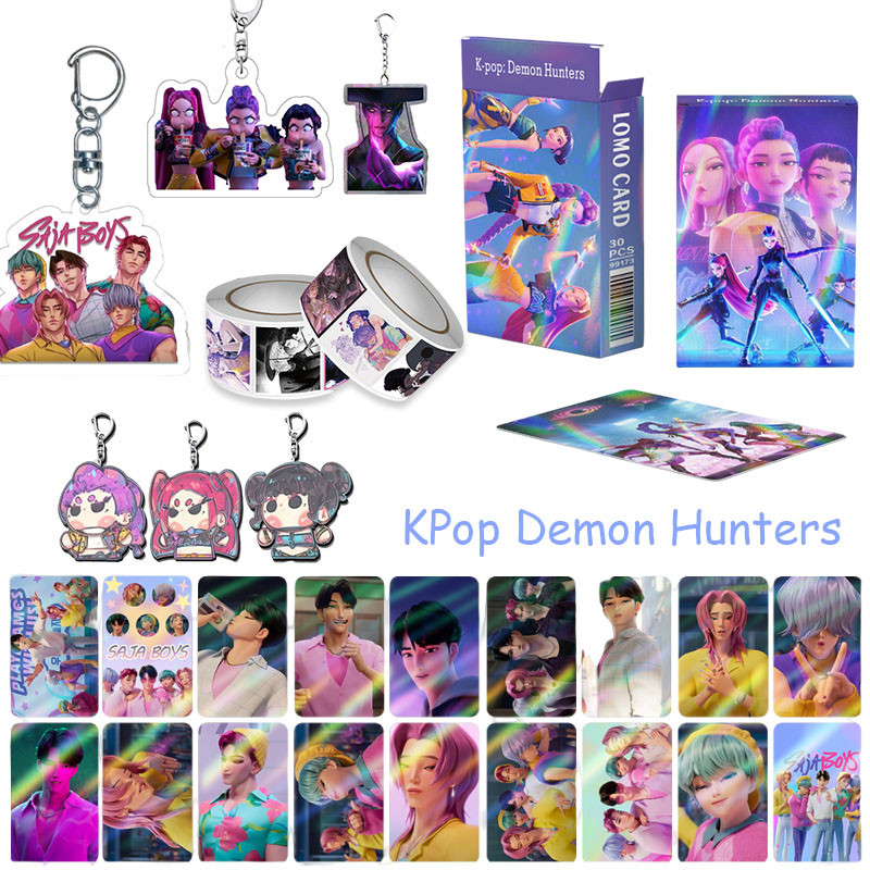 92pcs Kpop Demon Hunters Lomo Huntr/x และ Saja Boys Rumi Jinu อะคริลิคพวงกุญแจคอลเลกชัน