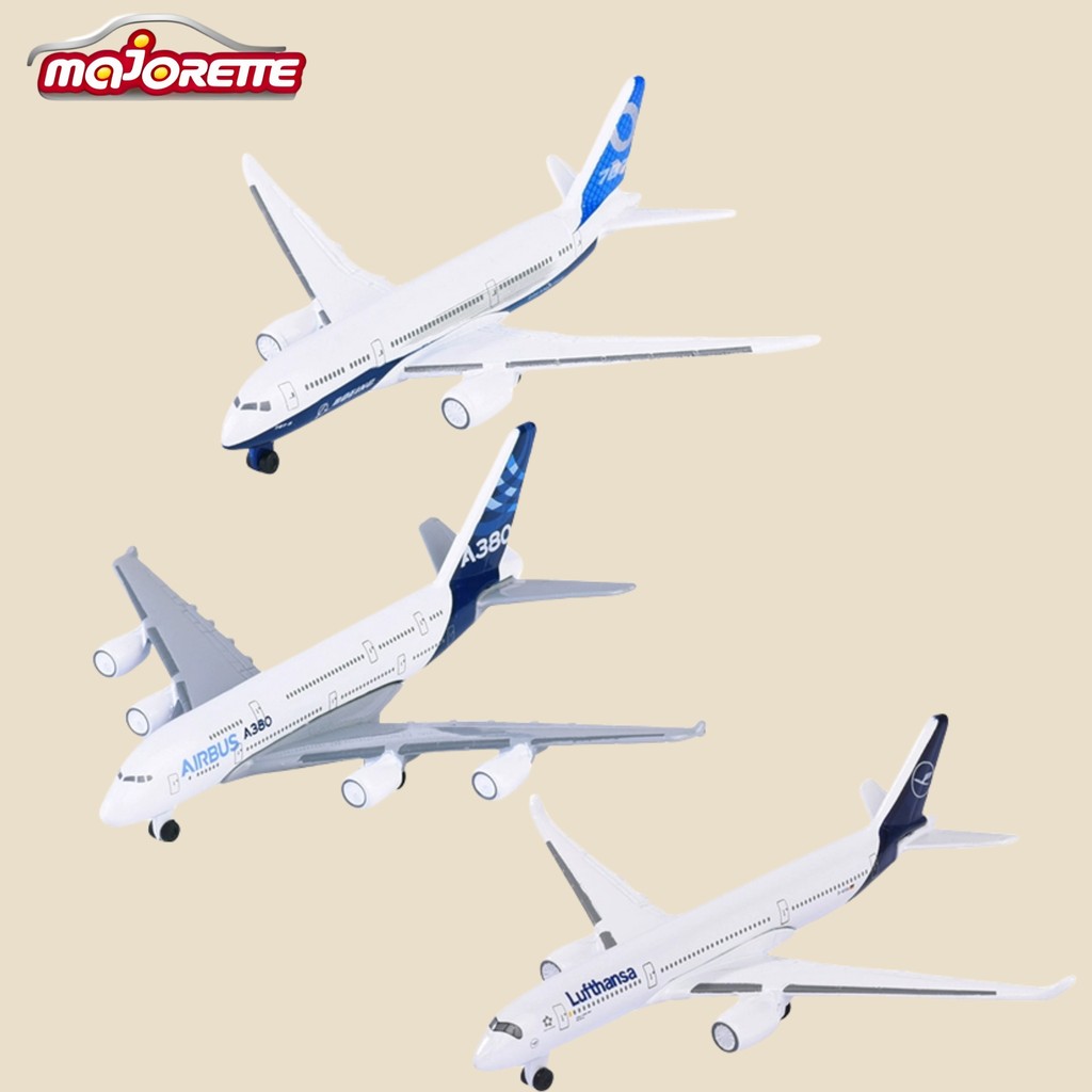 Majorette Diecast Airplane Model – Boeing 787-9 United Airlines & Airbus A380 Plane Toy for Collecto