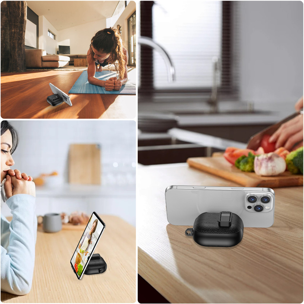 2025 ใหม่หนังความปลอดภัยล็อคหูฟังสําหรับ แอร์พอด 4 3 2 1 กรณีสําหรับ แอร์พอด มือโปร 3 2 พร้อมขาตั้งโทรศัพท์ที่วาง - รูปที่ 3