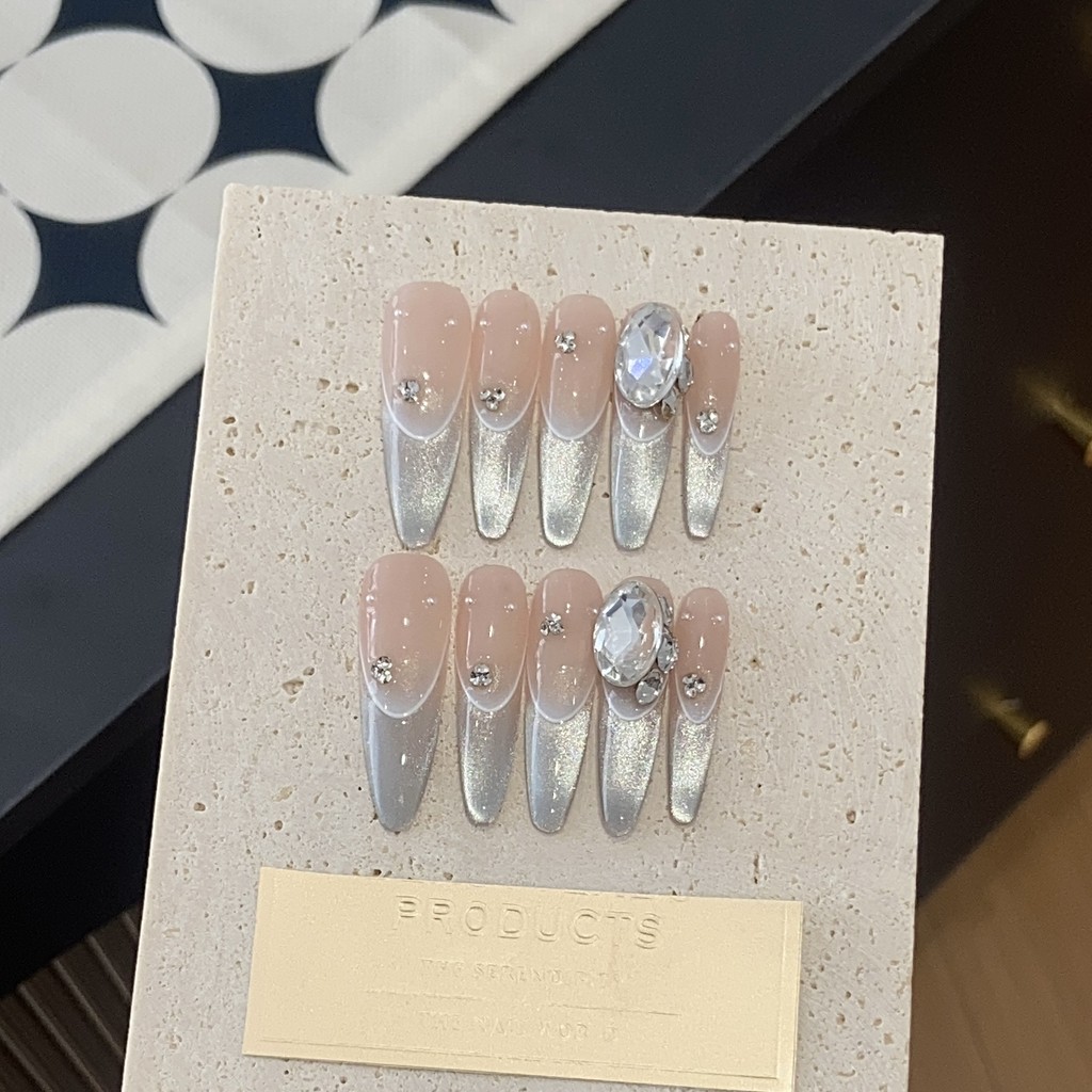 Handmade Gradient Thin Edge White French K9 Diamond Wearing Armor