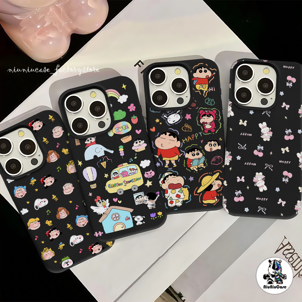 เข้ากันได้สำหรับ เคสไอโฟน13 เคส For iphone 16 Pro Max 8 7Plus XR 12 11 14 15 Pro Max กันกระแทก แบบด้าน ลายการ์ตูน Case