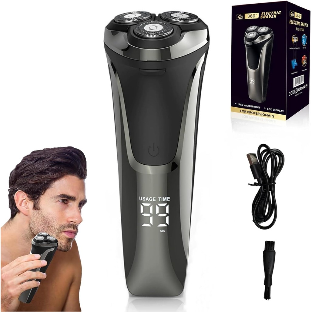 Electric Shaver, 4d Rotation, Ipx7 Waterproof Electric,Rechargeable for Both Dry and Wet use, Shaver