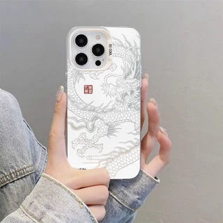 for เคสไอโฟน 13 12 11 iPhone 16 15 14 PRO MAX X XS MAX XR 7/8PLUS มังกรจีนแอปเปิ้ลโทรศัพท์ จัดส่งจากประเทศไทย