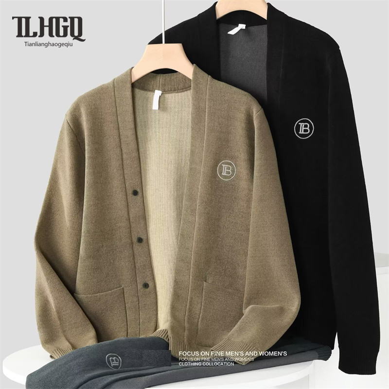 TLHGQ เสื้อสเวตเตอร์ถักนิตติ้งผู้ชาย ทรงคล่องตัว สไตล์แฟชั่น