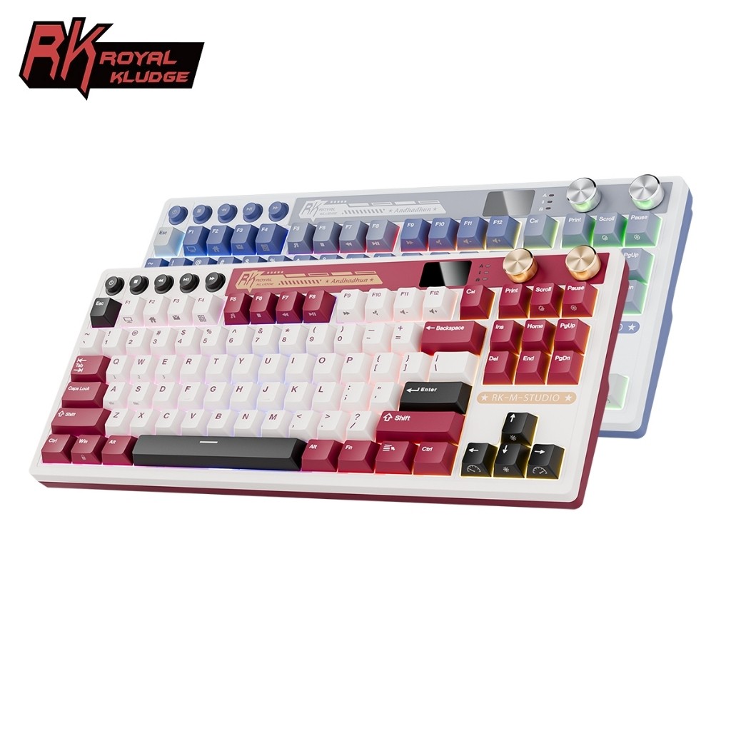 RK Royal Kludge RK M87 Famicom 88Keys TriMode RGB บลูทูธแบบมีสาย 2.4G 3 โหมดพร้อมหน้าจอ TFT
