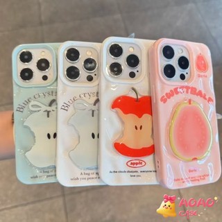 เคสไอโฟน 11 15 สำหรับ iPhone 16 13 15 11 14 12 Pro Max 15 14 16 6 Plus XR XS คลื่นผลไม้สดสดน้ำรัฟเฟิลมันมันวาว