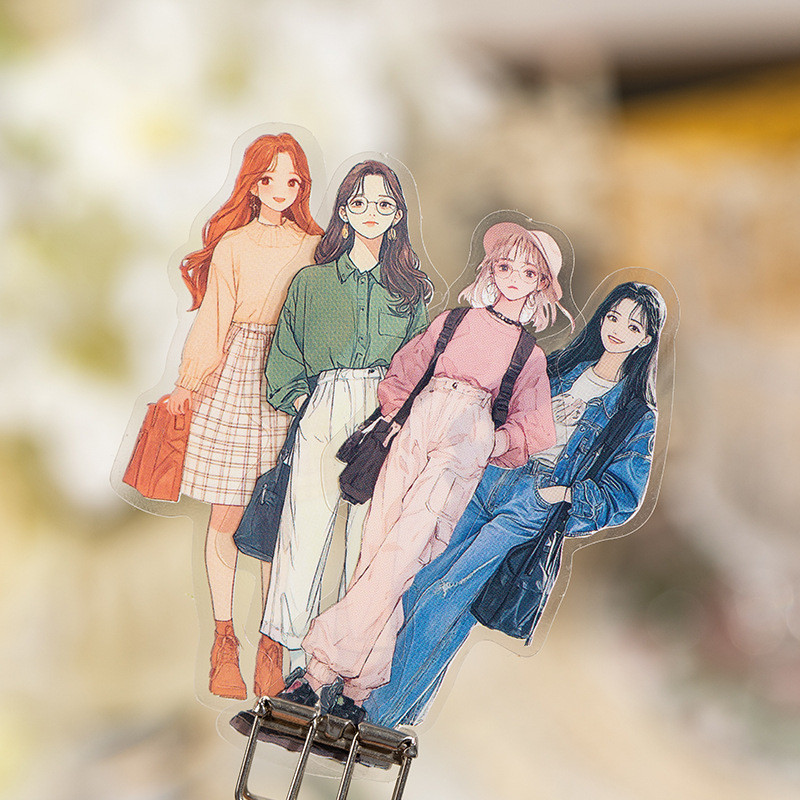 30 ชิ้นสมุดภาพสติกเกอร์ชุดสาวสติกเกอร์โปร่งใสสําหรับ Journaling Scrapbooking Junk Journal Craft โครง