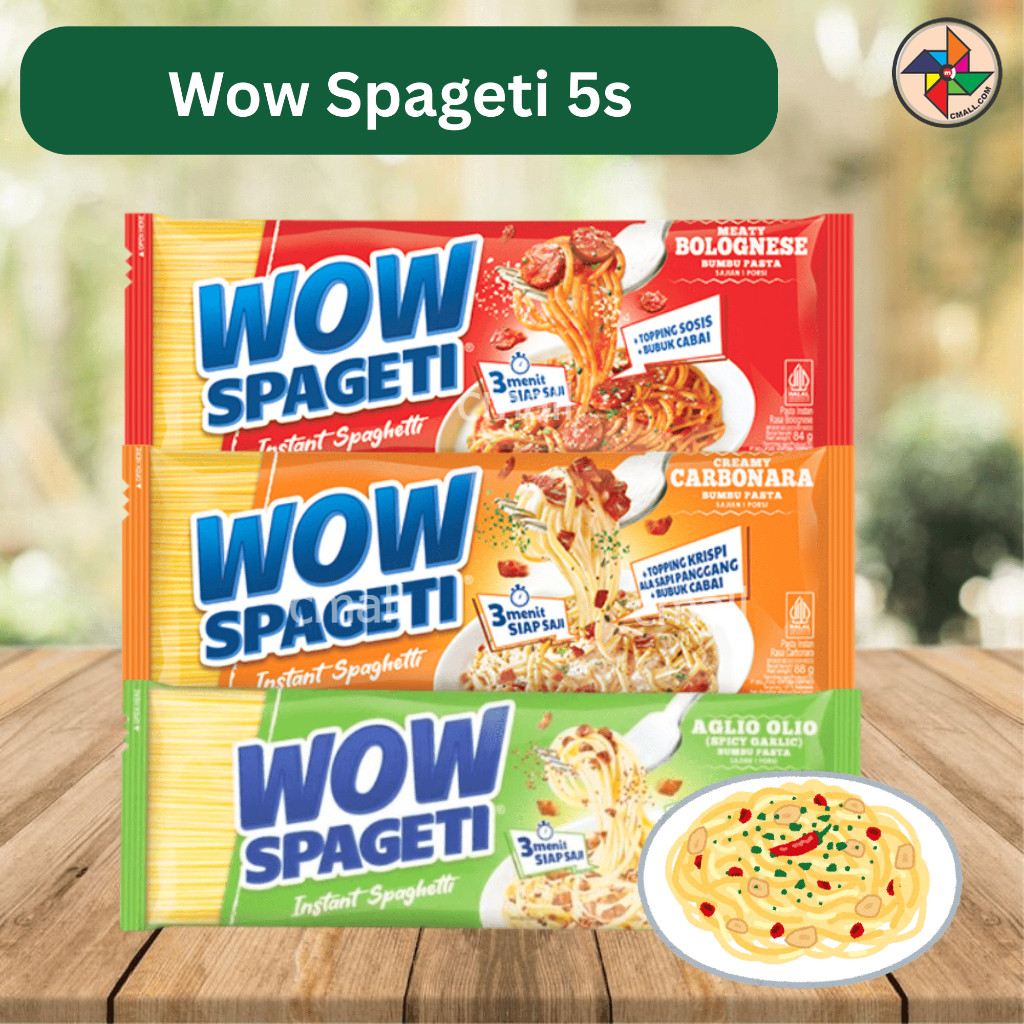 [CM] Wow Spageti Instant Spaghetti Viral 5pcs x 80g Pasta Carbonara/Bologinese/Aglio/Mix Hal