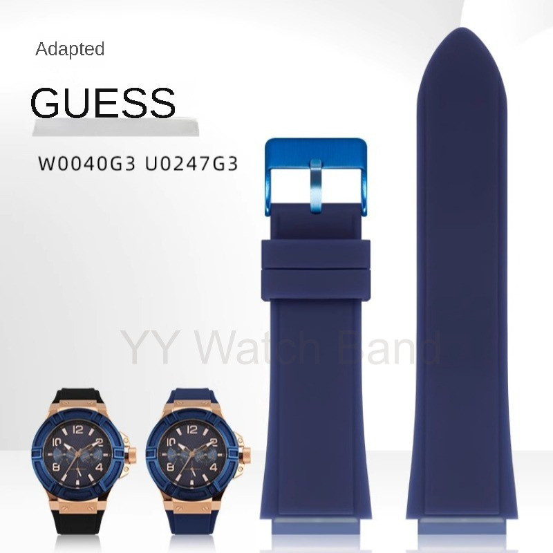 22 มม.คุณภาพสูงยางเรซิ่นสําหรับ GUESS W0040G3 W0247G3 W0040G7 ซิลิโคนนาฬิกานุ่มสบายนาฬิกาสร้อยข้อมือ