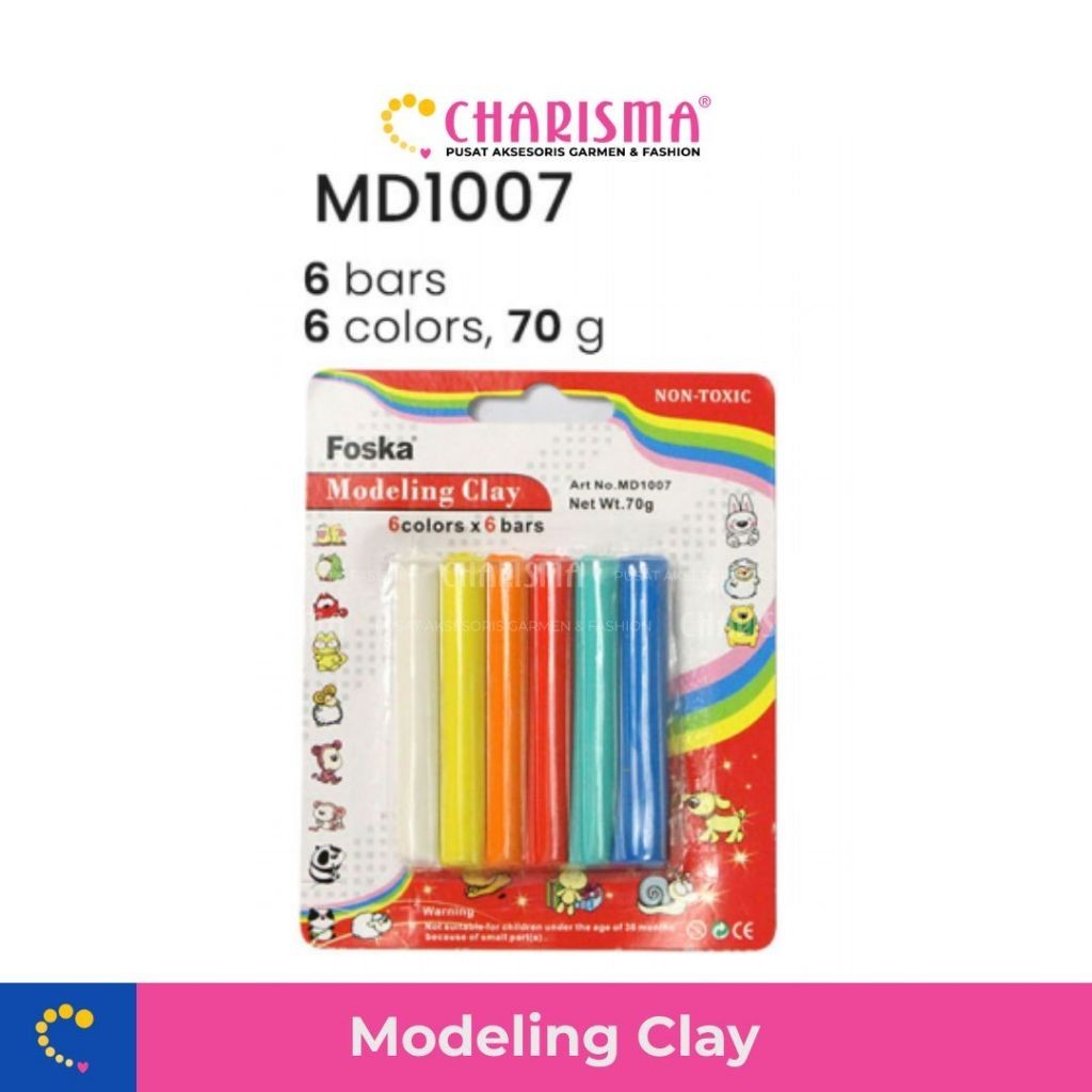 Charisma Modeling Clay 6 บาร์ - Foska Modeling Clay 6 บาร์ x 6 สี