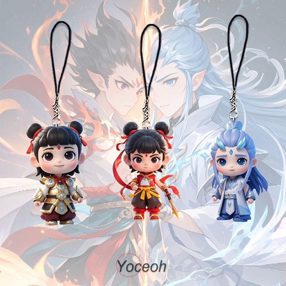 YOCEOH Nezha Key Chains Pendant, Ao Bing Nezha 2: The Demon Childrens Sea Keychain, Portable Cartoon