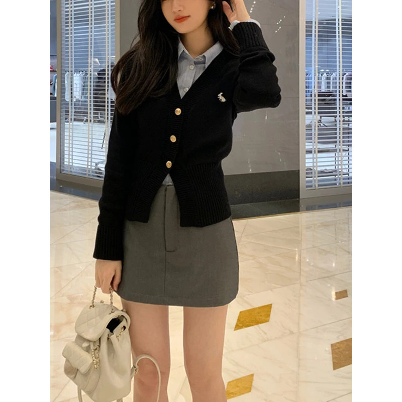 Mo Autumn New Knitted 3 Piece Set Women Korean Fashion Office Lady Outfits Set Feamel Korean Long Sl