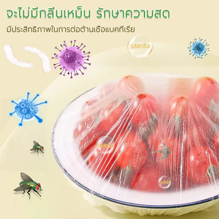 ถุงครอบอาหาร 100 ชิ้น ยืดได้ วัสดุPE ถนอมอาหาร ใช้สะดวก ถุงถนอมอาหาร พลาสติกห่ออาหาร