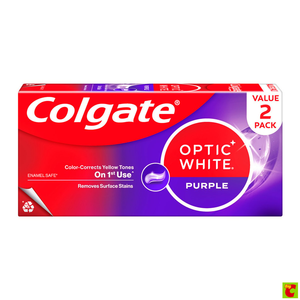 คอลเกต x บัตเตอร์แบร์ อ๊อพติคไวท์ เพอร์เพิล 100 ก. x 2 ชิ้น