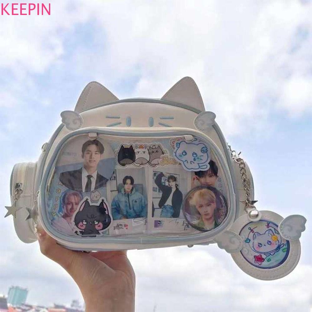 Keepin Kawaii Cat กระเป๋าตุ๊กตาผ้าฝ้าย PU