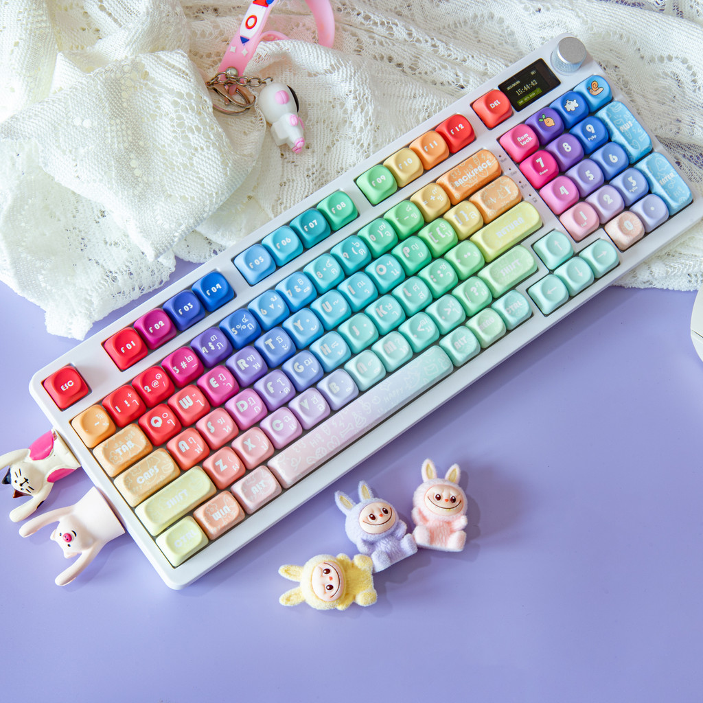 MATHEWTECH KC98 Pro ไทย 2.4G/บลูทูธ/คีย์บอร์ดแบบมีสายพร้อมปุ่มแสดงผล Numpad RGB Full-key Hot Swappab