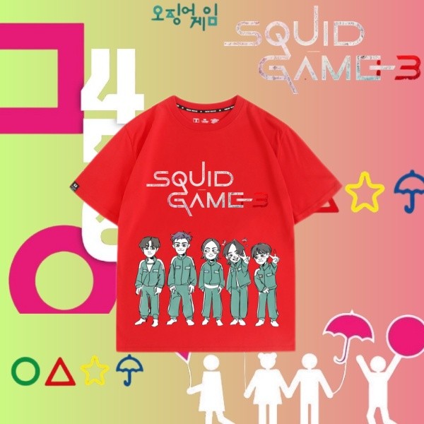 เสื้อยืด Squid Game Season 3 Unisex สบายและระบายอากาศได้ดี สำหรับทั้งเด็กและผู้ใหญ่