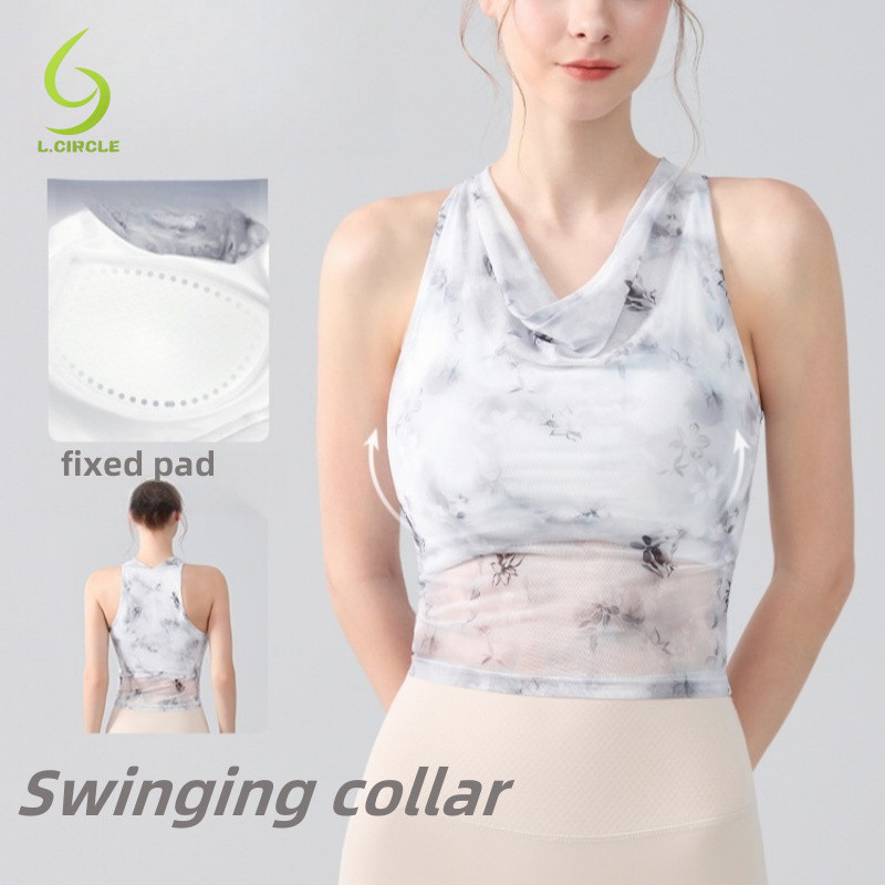L.CIRCLE Yoga Sport Bra ผ้าเน็ต คอปก ดีไซน์ทันสมัย