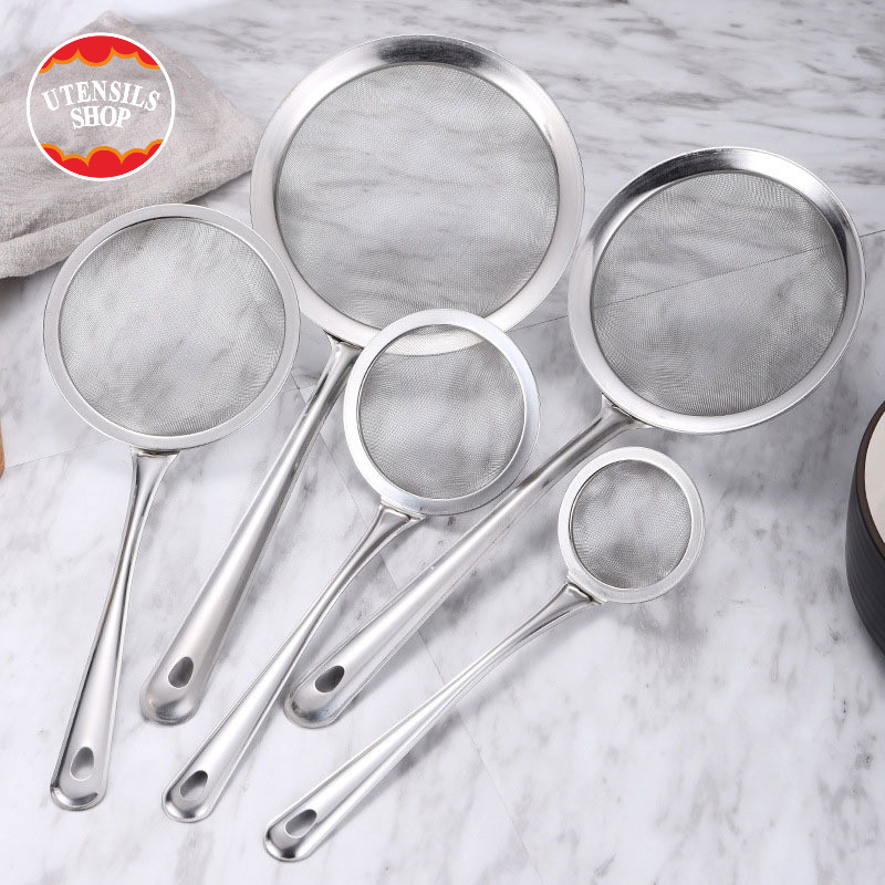 UTENSILS กระชอนตักฟอง กระชอนตักกากอาหารหรือใช้กรองกะทิ วัสดุสแตนเลส filter spoon 8/11/14/16/18 ซม.